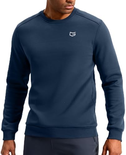 Men's fleece-lined crewneck, navy