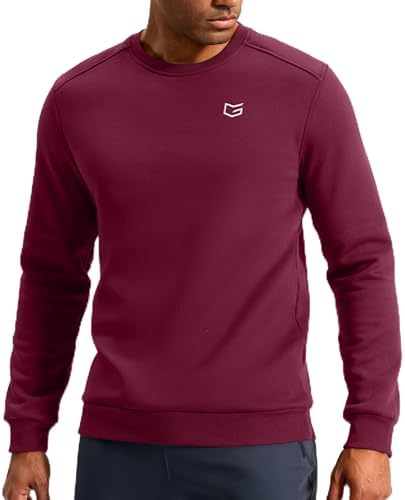 Men's fleece-lined crewneck, red berry