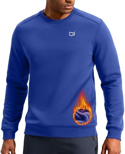 Men's fleece-lined crewneck, royal blue