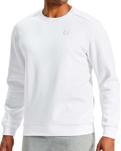 Men's fleece-lined crewneck, white