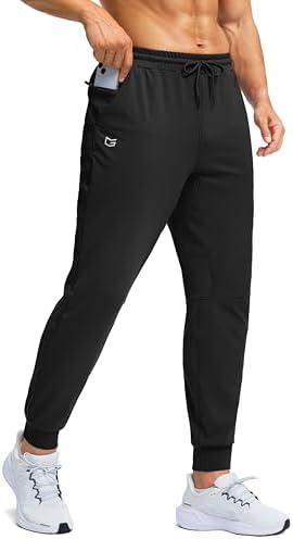Men's fleece-lined joggers, zip pocket, black