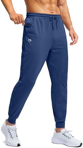 Men's fleece-lined joggers, zip pocket, dark blue