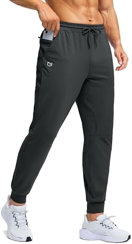 Men's fleece-lined joggers, zip pocket, dark grey