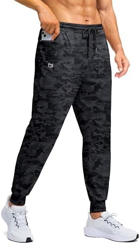 Men's fleece-lined joggers, zip pocket, grey camo