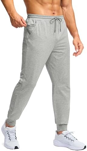 Men's fleece-lined joggers, zip pocket, heather medium grey