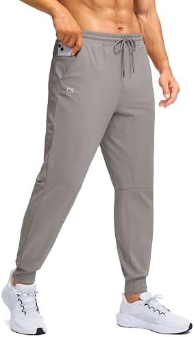 Men's fleece-lined joggers, zip pocket, light grey