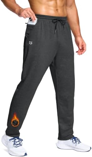 Men's fleece-lined pants, zip pocket, charcoal
