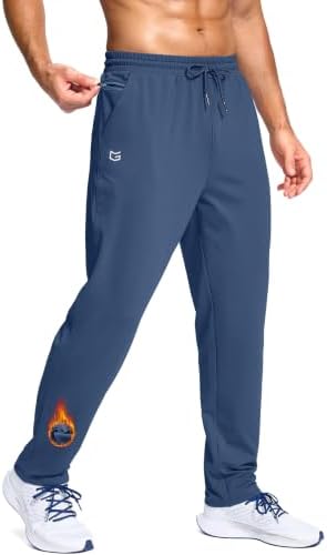 Men's fleece-lined pants, zip pocket, dark blue