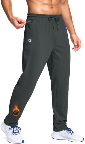 Men's fleece-lined pants, zip pocket, dark grey