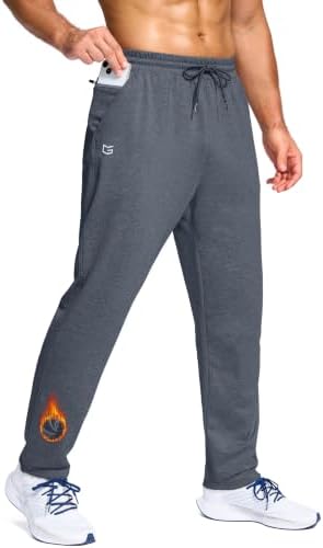 Men's fleece-lined pants, zip pocket, dusty blue heather