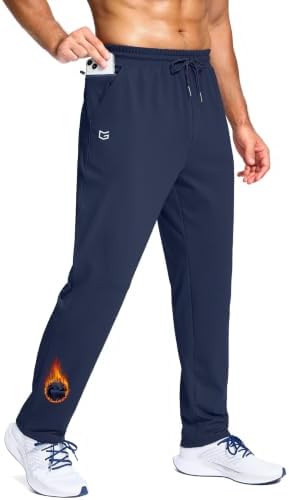 Men's fleece-lined pants, zip pocket, navy