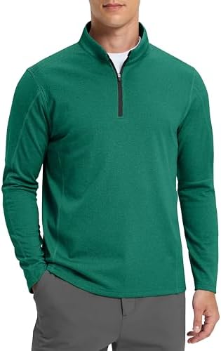 Men's fleece-lined quarter zip, forest green