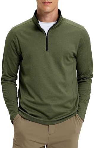 Men's fleece-lined quarter zip, olive