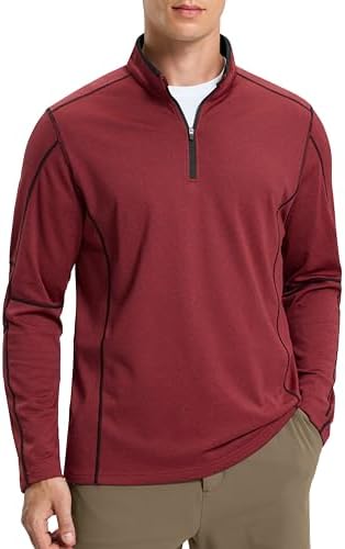 Men's fleece-lined quarter zip, red