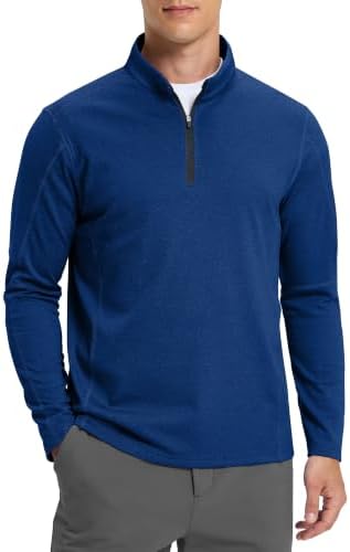 Men's fleece-lined quarter zip, vivid blue