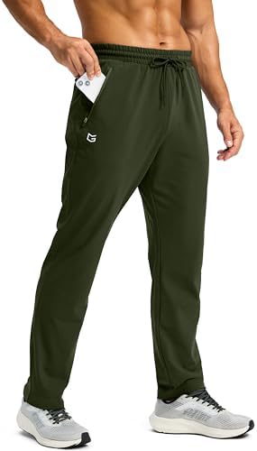 Men's fleece-lined winter pants, olive green