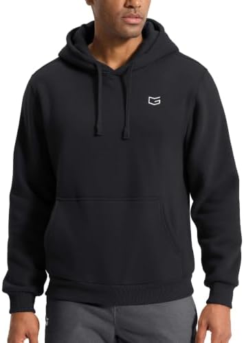 Men's fleece pullover hoodie with pockets, black