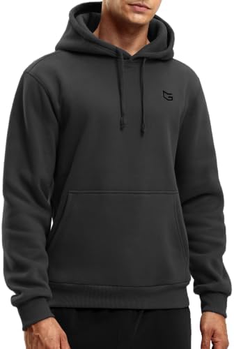 Men's fleece pullover hoodie with pockets, grey