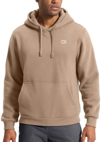Men's fleece pullover hoodie with pockets, khaki