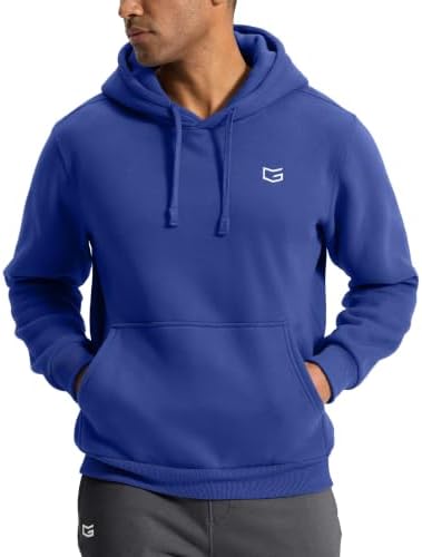Men's fleece pullover hoodie with pockets, royal