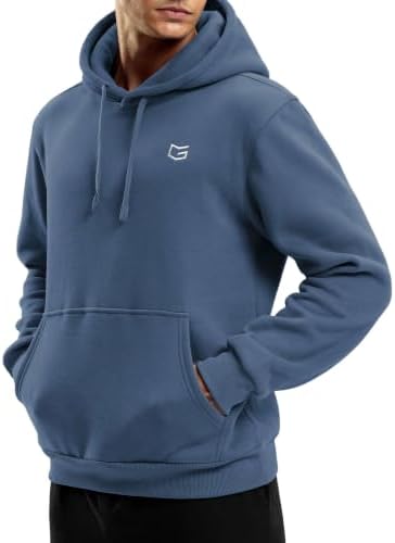 Men's fleece pullover hoodie with pockets, slate blue