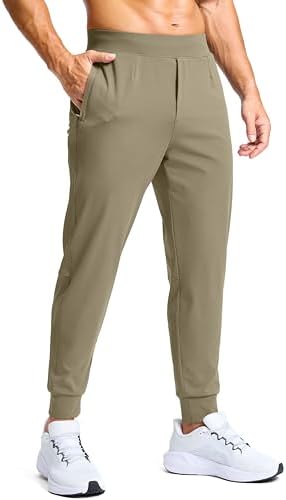 Men's golf joggers, zip pockets, bronze green