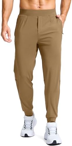 Men's golf joggers, zip pockets, dark khaki