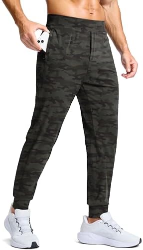 Men's golf joggers, zip pockets, green camo