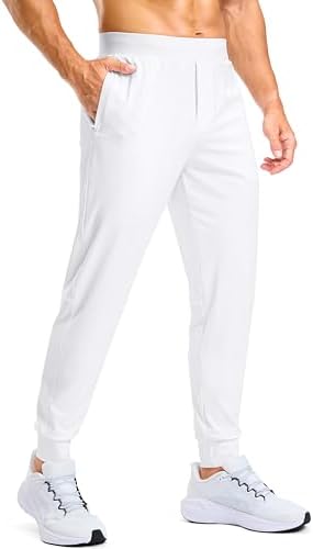 Men's golf joggers, zip pockets, white
