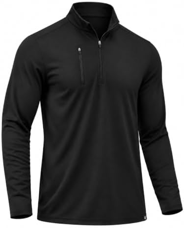 Men's golf quarter zip, chest pocket, black