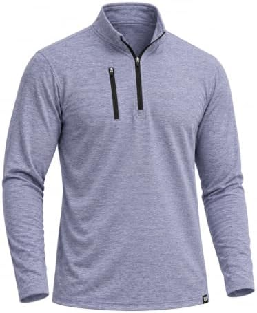 Men's golf quarter zip, chest pocket, heather purple