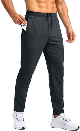 Men's golf workout pants, zip pockets, dark grey
