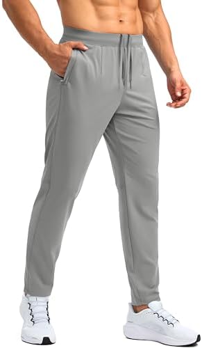 Men's golf workout pants, zip pockets, light grey