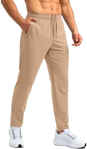Men's golf workout pants, zip pockets, light khaki