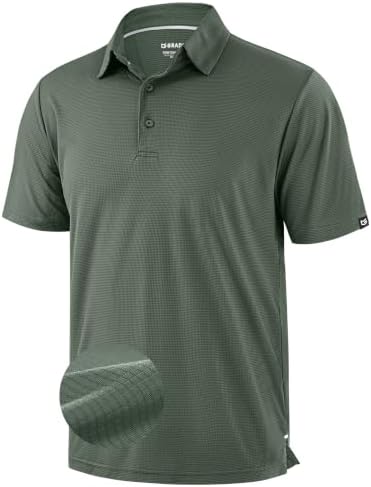 Men's grid texture golf polo, ash green