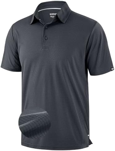 Men's grid texture golf polo, iron grey