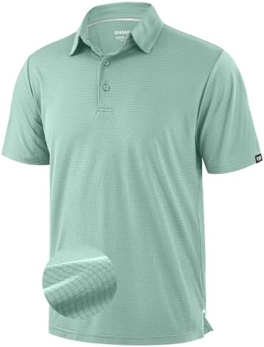 Men's grid texture golf polo, light pea green