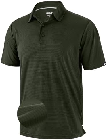 Men's grid texture golf polo, olive green