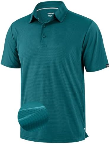 Men's grid texture golf polo, peacock green