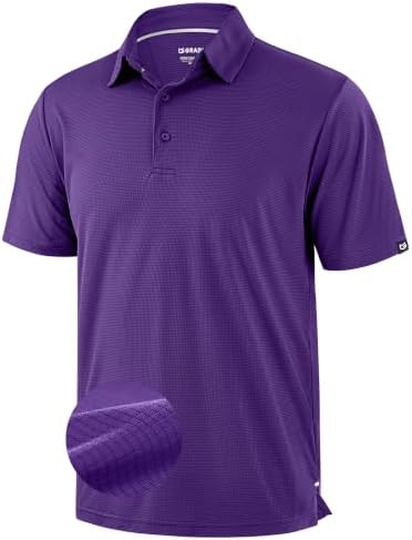 Men's grid texture golf polo, purple