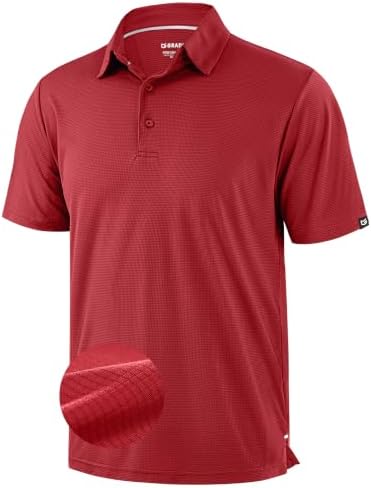 Men's grid texture golf polo, red