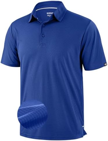 Men's grid texture golf polo, royal blue