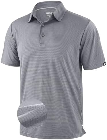 Men's grid texture golf polo, silver grey