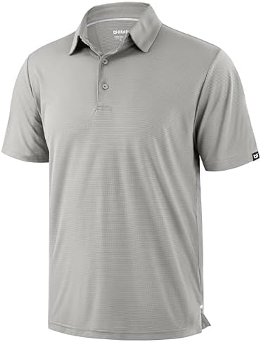 Men's grid texture golf polo, warm gray