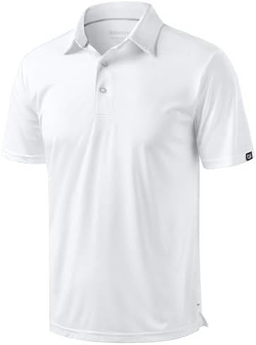 Men's grid texture golf polo, white