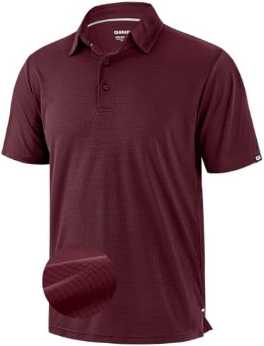 Men's grid texture golf polo, wine red