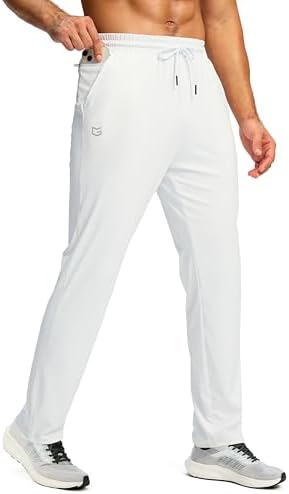 Men's gym sweatpants with pockets, white