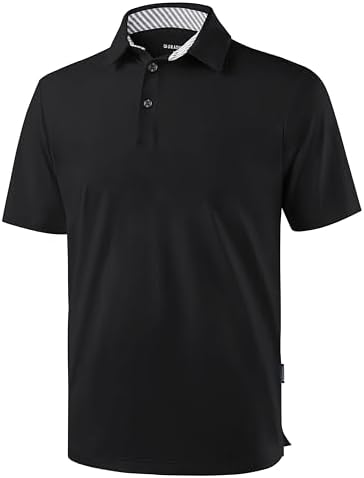 Men's heather golf polo, black