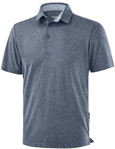 Men's heather golf polo, dark blue