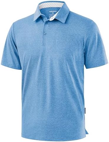 Men's heather golf polo, lake blue